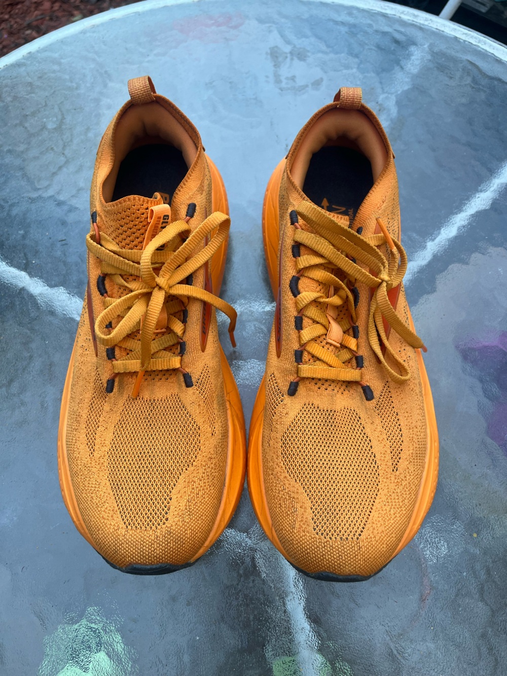 Brooks Glycerin 21 Stealthfit Orange Knit Athletic Sneakers size 9.5 Men